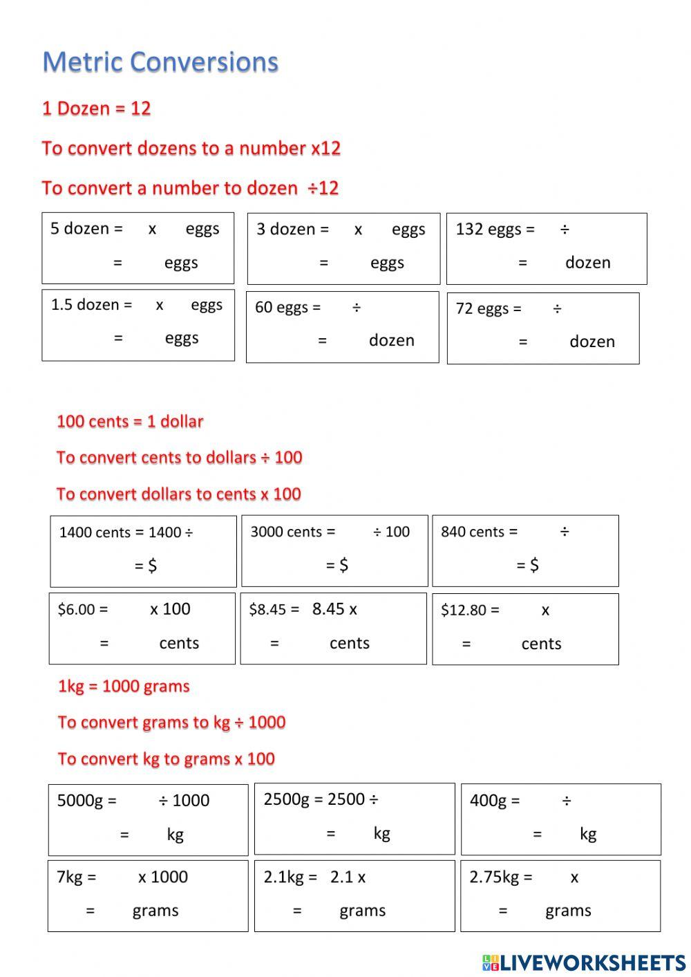 Metric Conversions Set 2