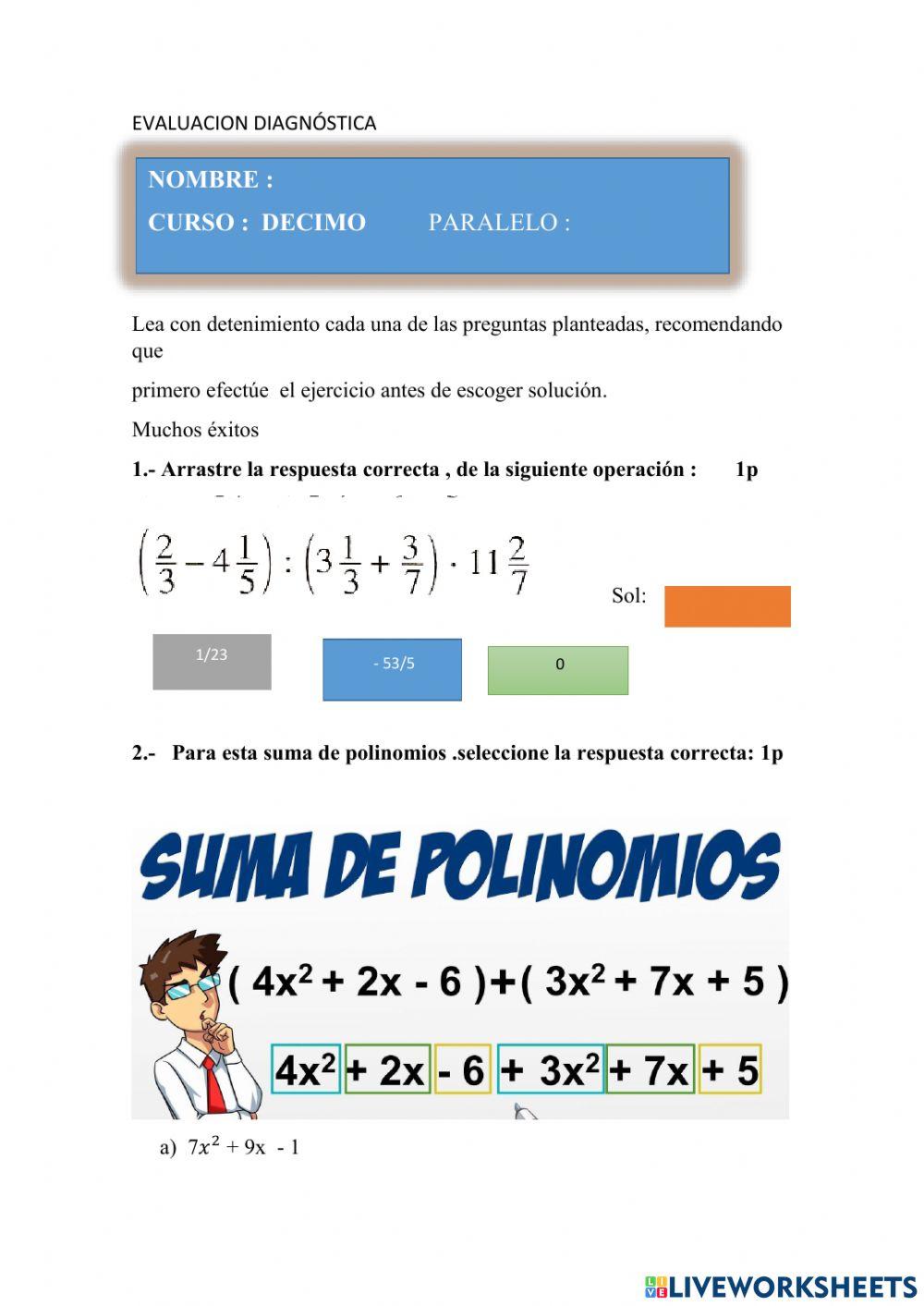 Diagnostico para decimos