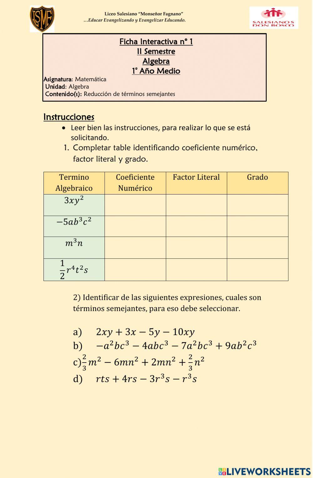 Introducción Algebra