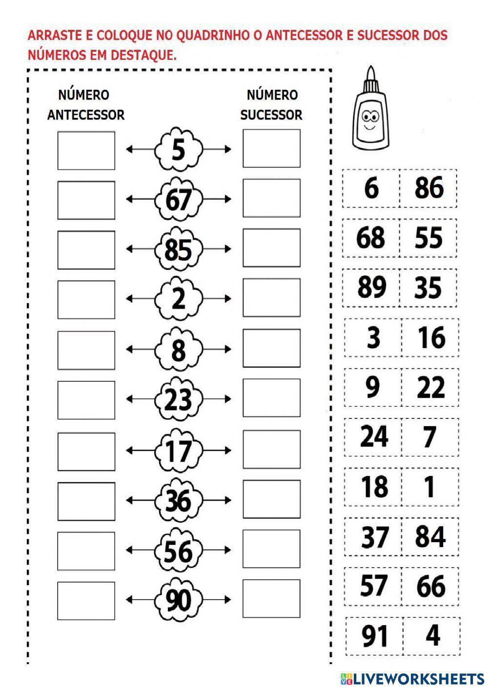 Número antecessor e sucessor