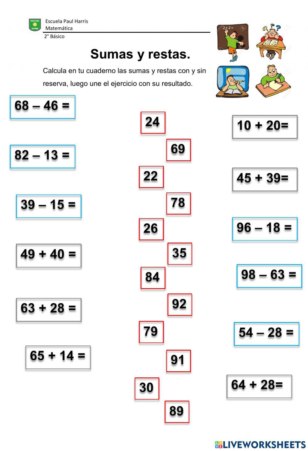Sumas y restas con y sin reserva