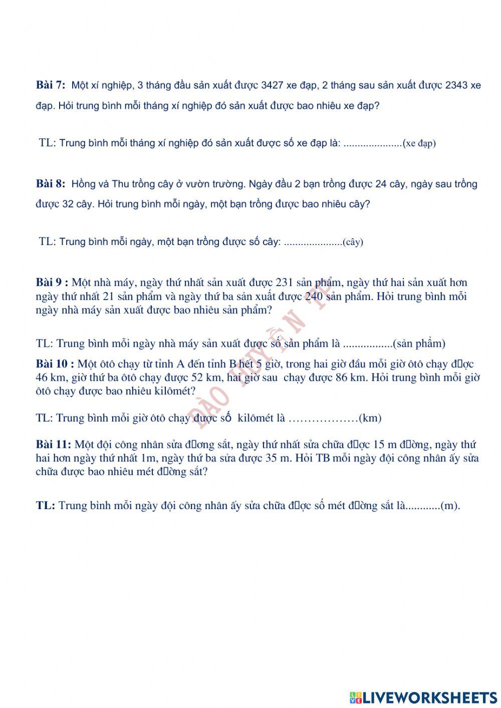 Toán 4 trung bình cộng (số 3)