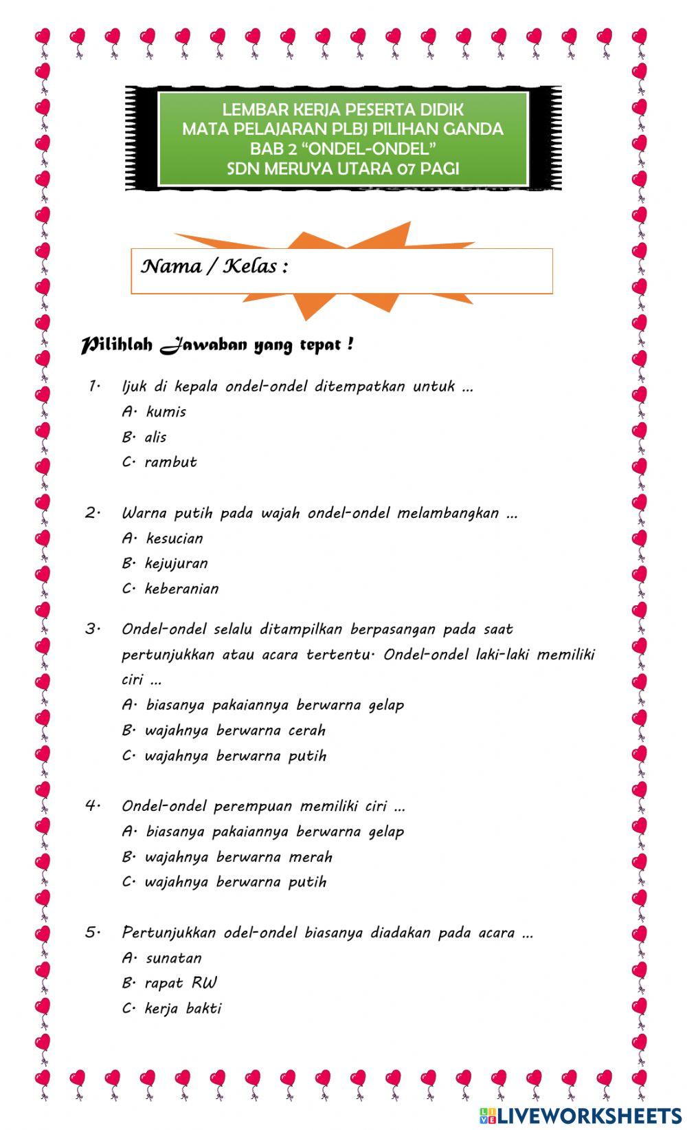 Soal latihan Pilihan Ganda