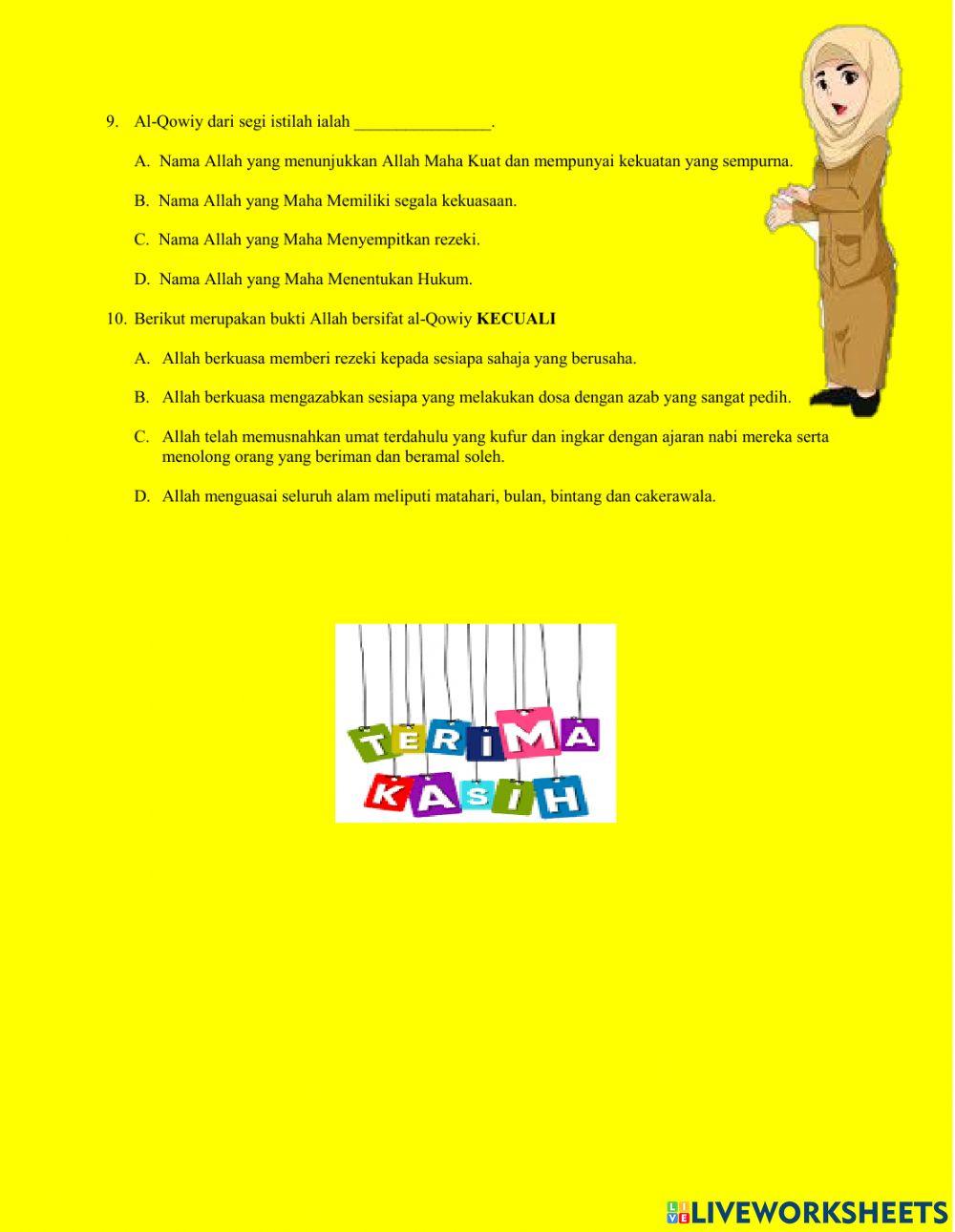 Latih Tubi Kekuatan & Kekuasaan Allah Serta Panduan Daripada Allah