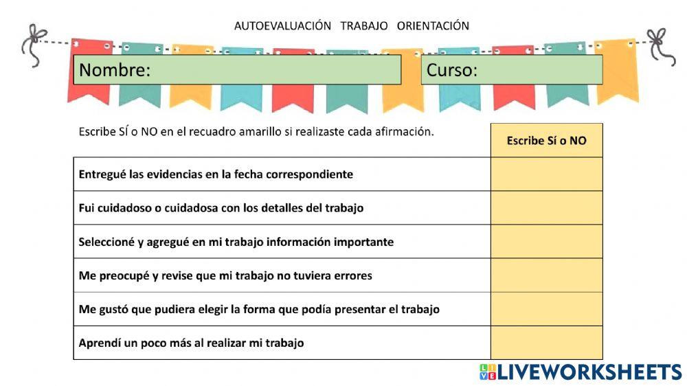 Autoevaluación orientación