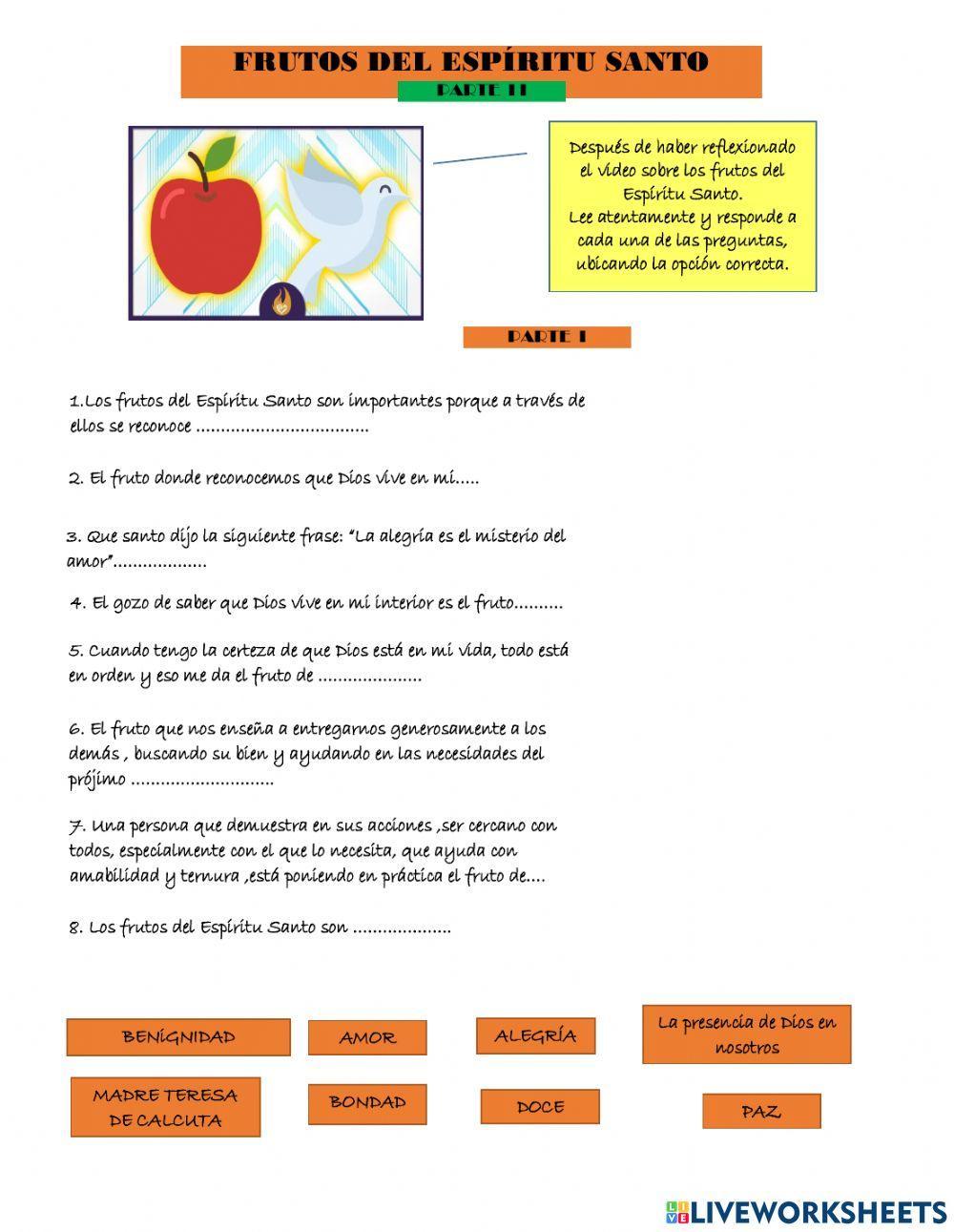 FRUTOS DEL ESPÍRITU SANTO