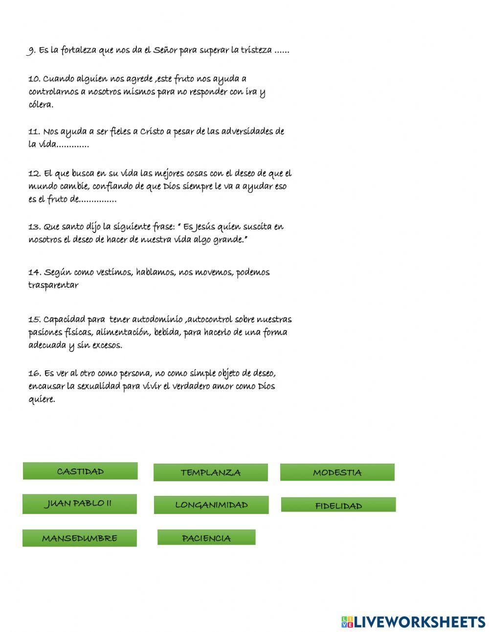 FRUTOS DEL ESPÍRITU SANTO