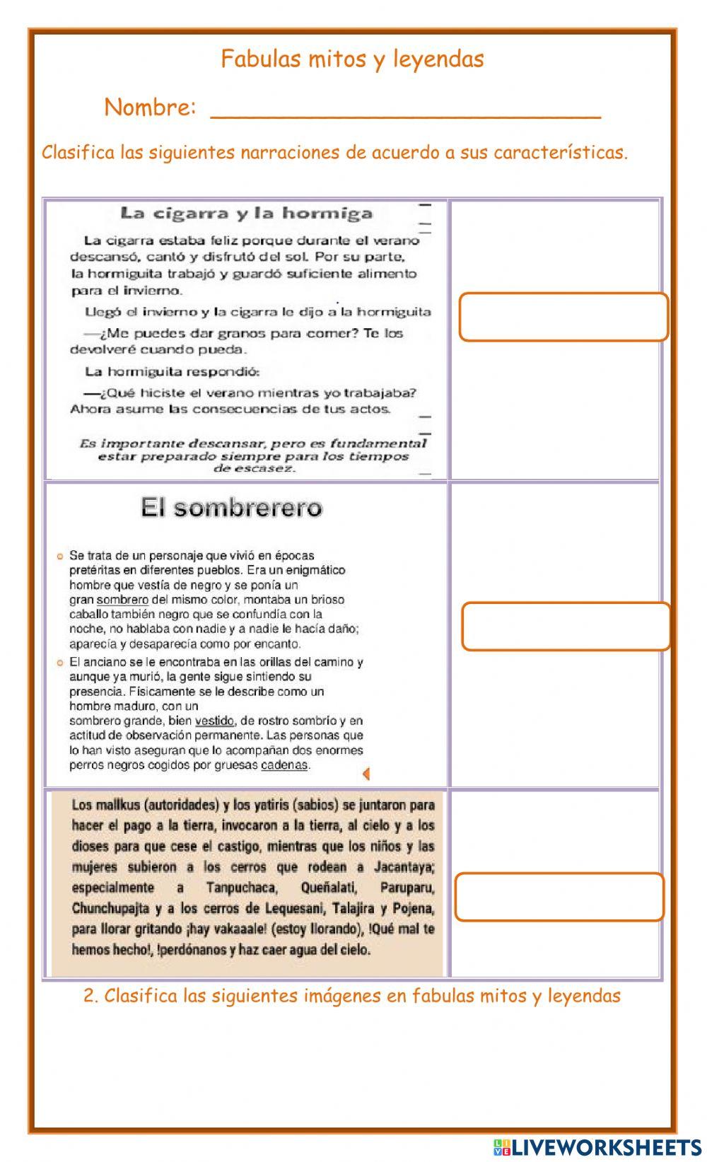 Fabulas mitos y leyendas