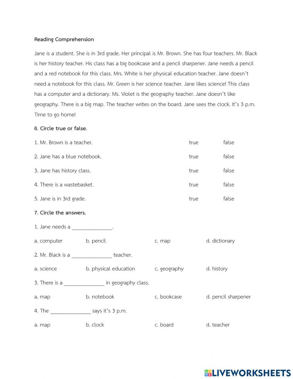 Midterm Examination Grade 7 of 2564