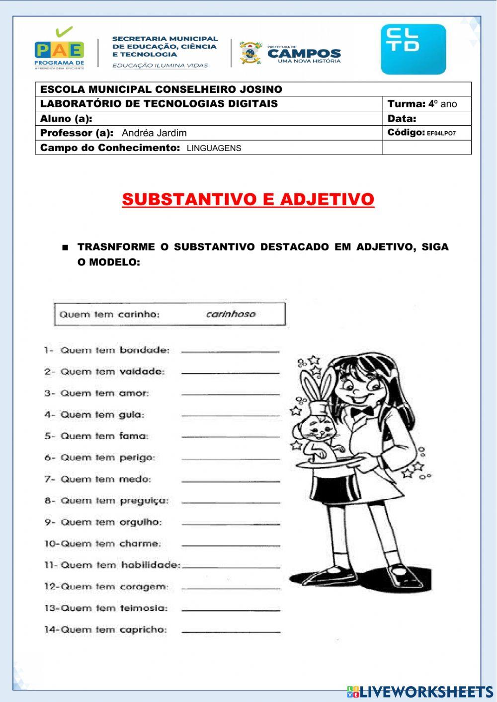 Adjetivo e substantivo