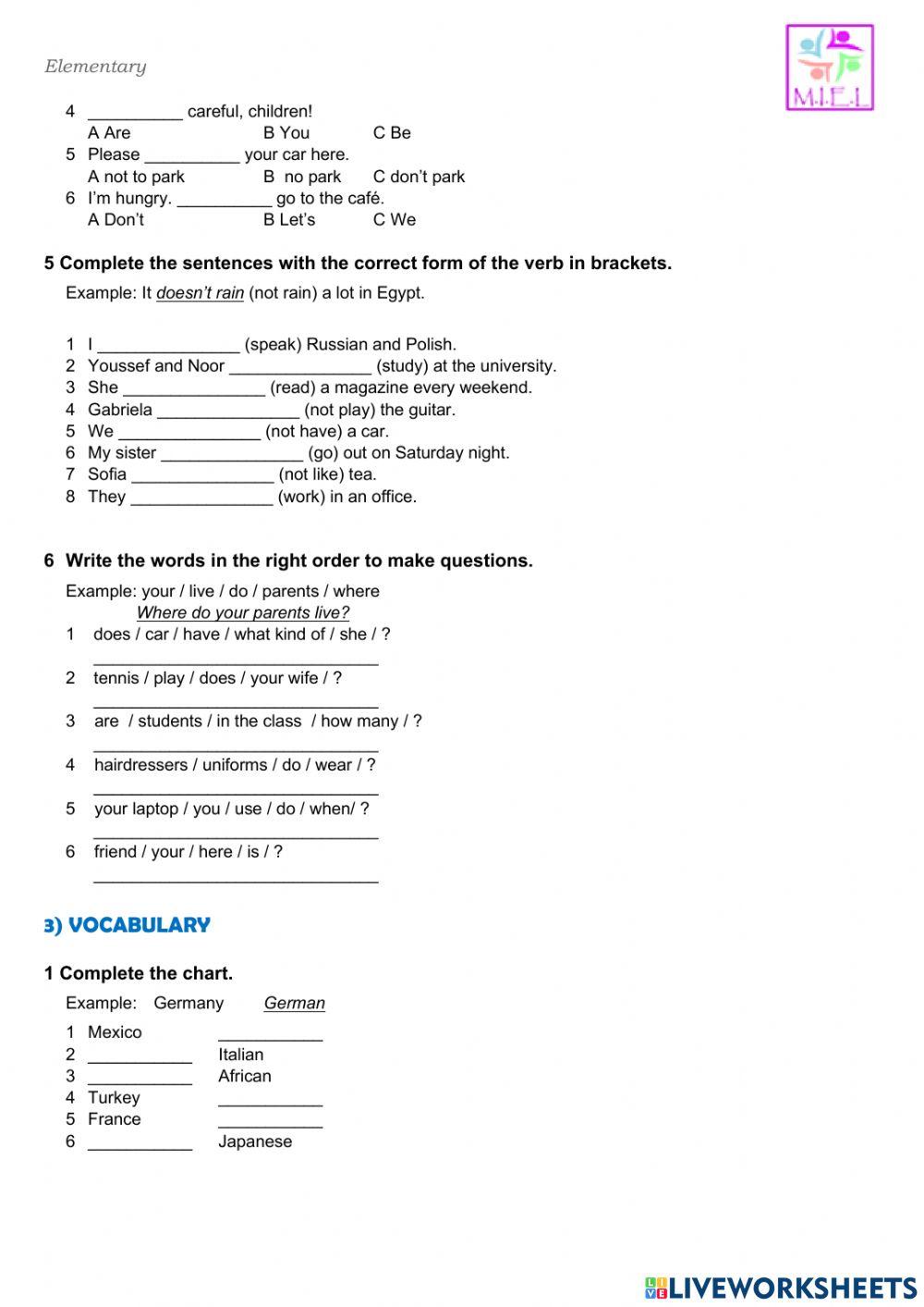 Mid term test - mutual elementary