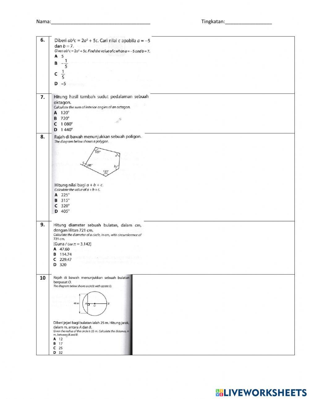 Ulakaji Matematik Tingkatan 2
