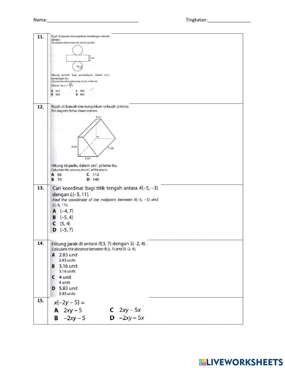 Ulakaji Matematik Tingkatan 2