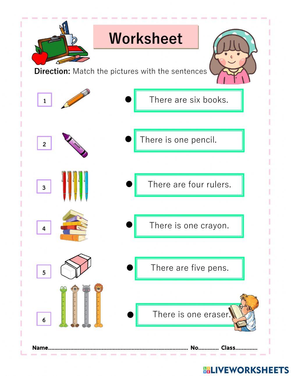 Easy English worksheet for kids