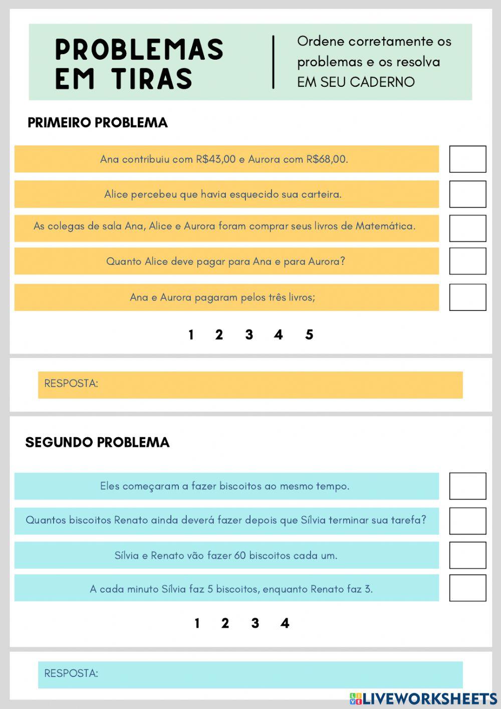 Problemas em tiras iii