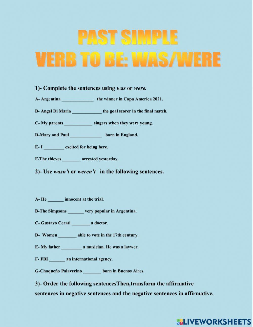 Past Simple Was-Were