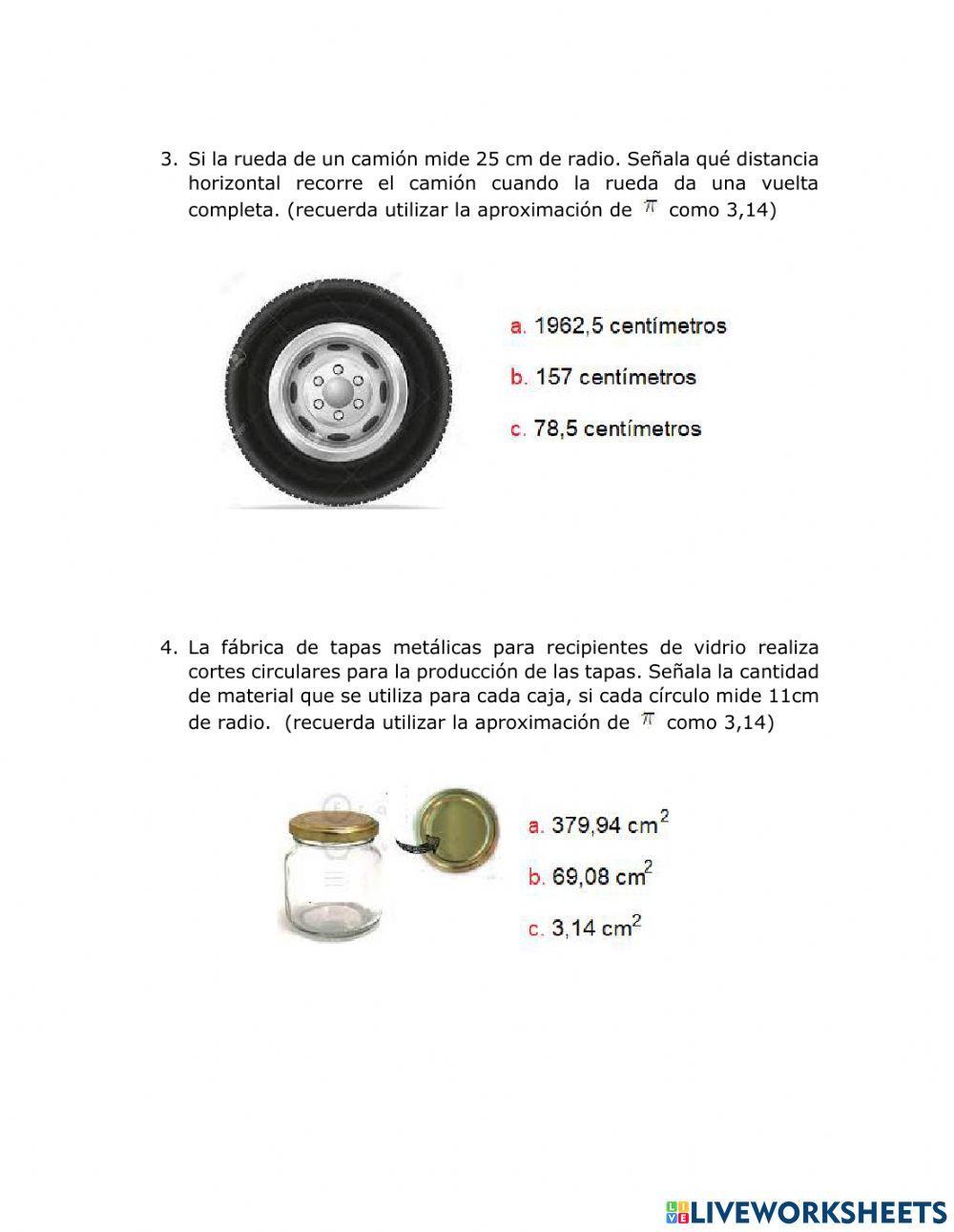 Perímetro y área del círculo