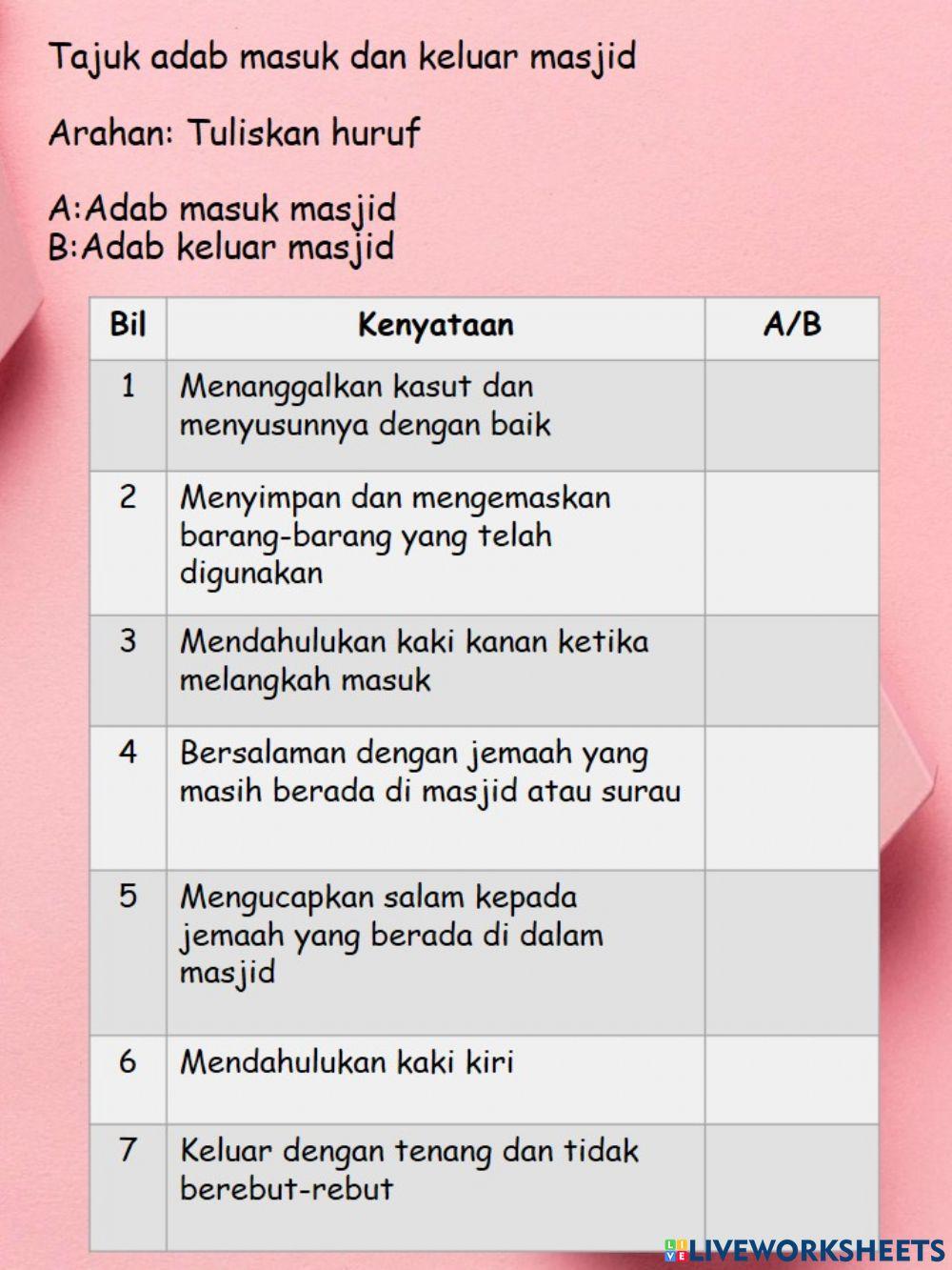 Adab masuk dan keluar masjid