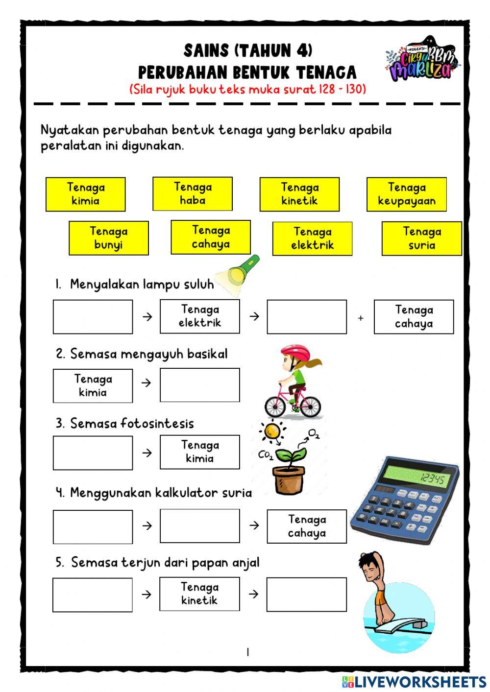 Perubahan bentuk tenaga (sains tahun 4)