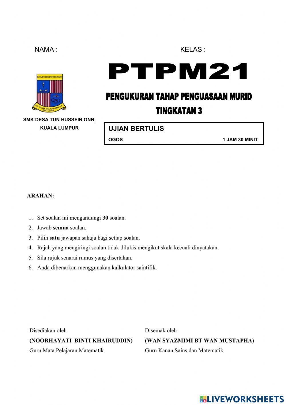 PTPM matematik 2021