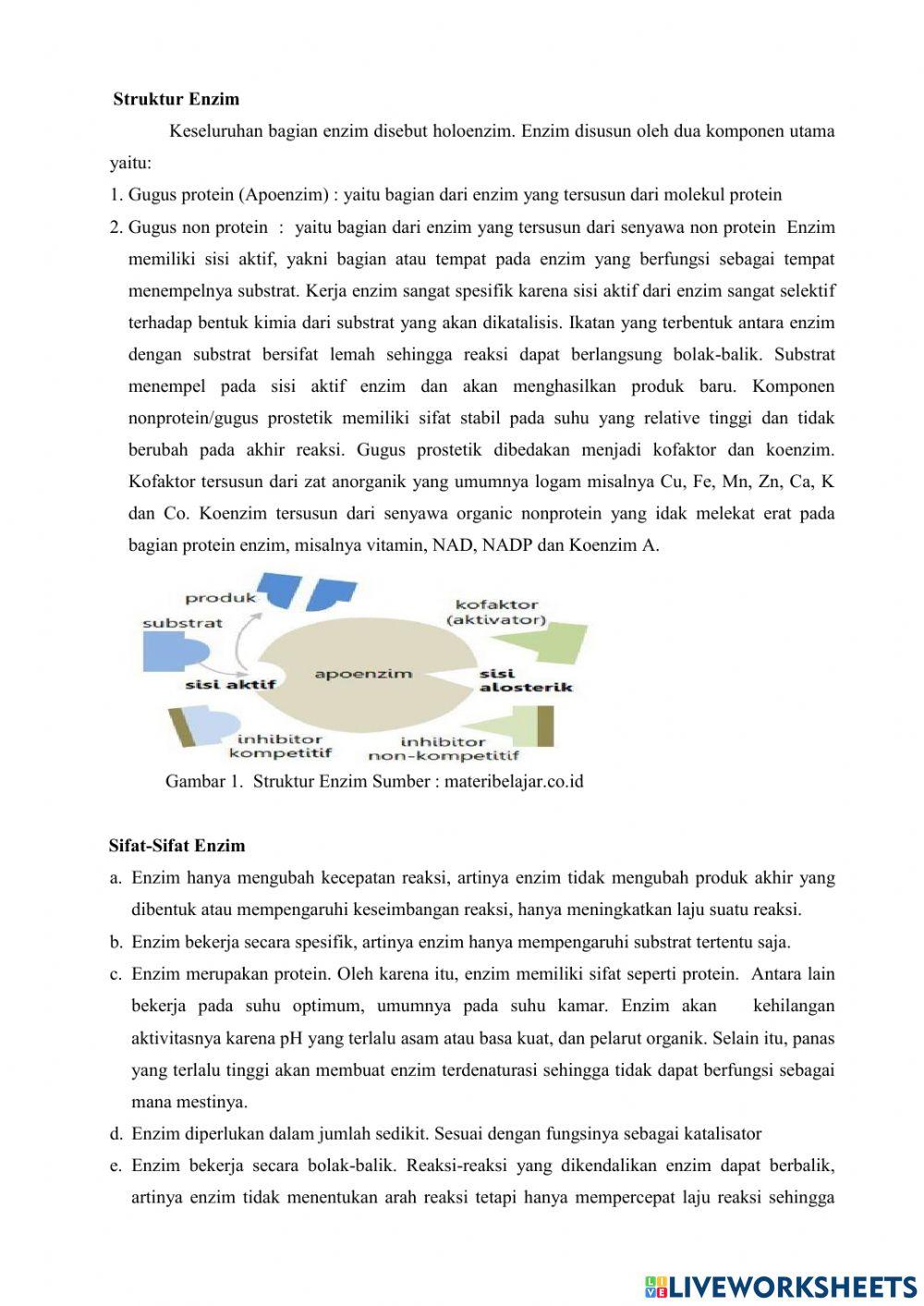 Kelas XII-Latihan Soal Enzim