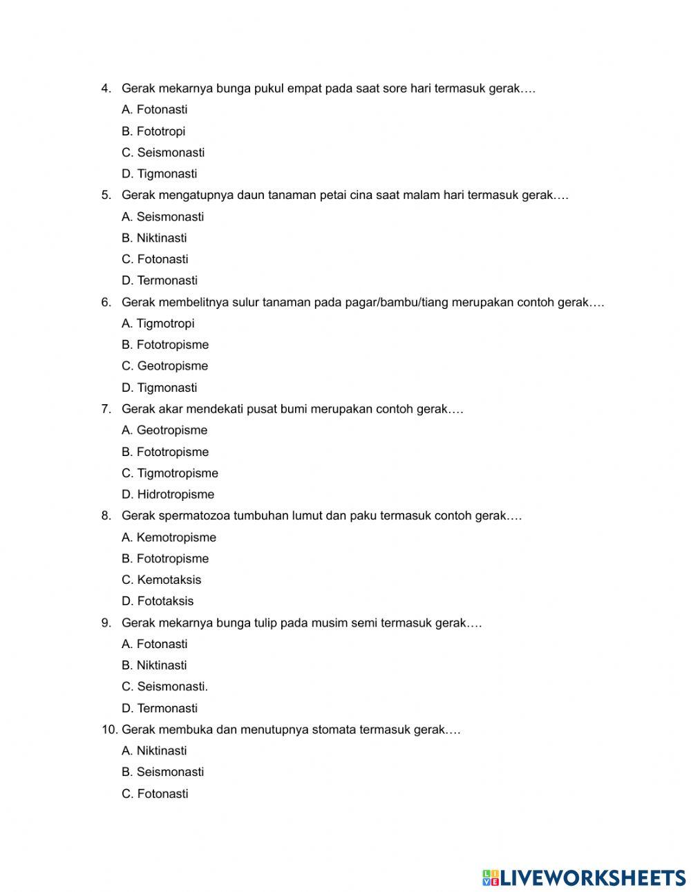 LKPD Gerak pada tumbuhan