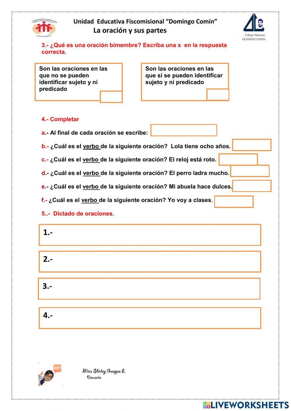 Oraciones unimembre y bimembres