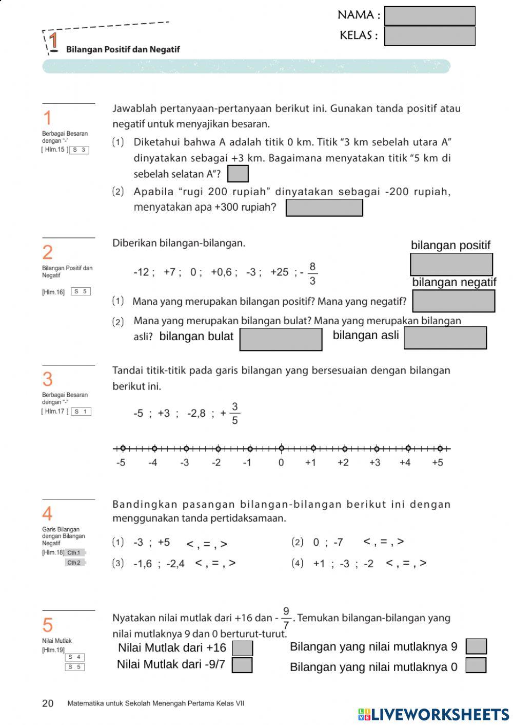 Bilangan Positif dan Negatif