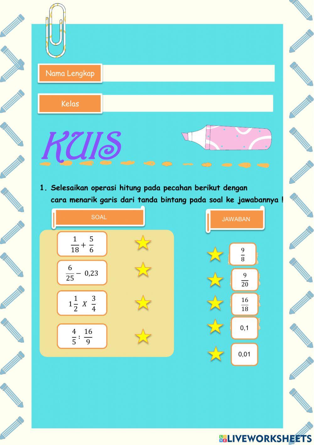 Kuis Bilangan Pecahan