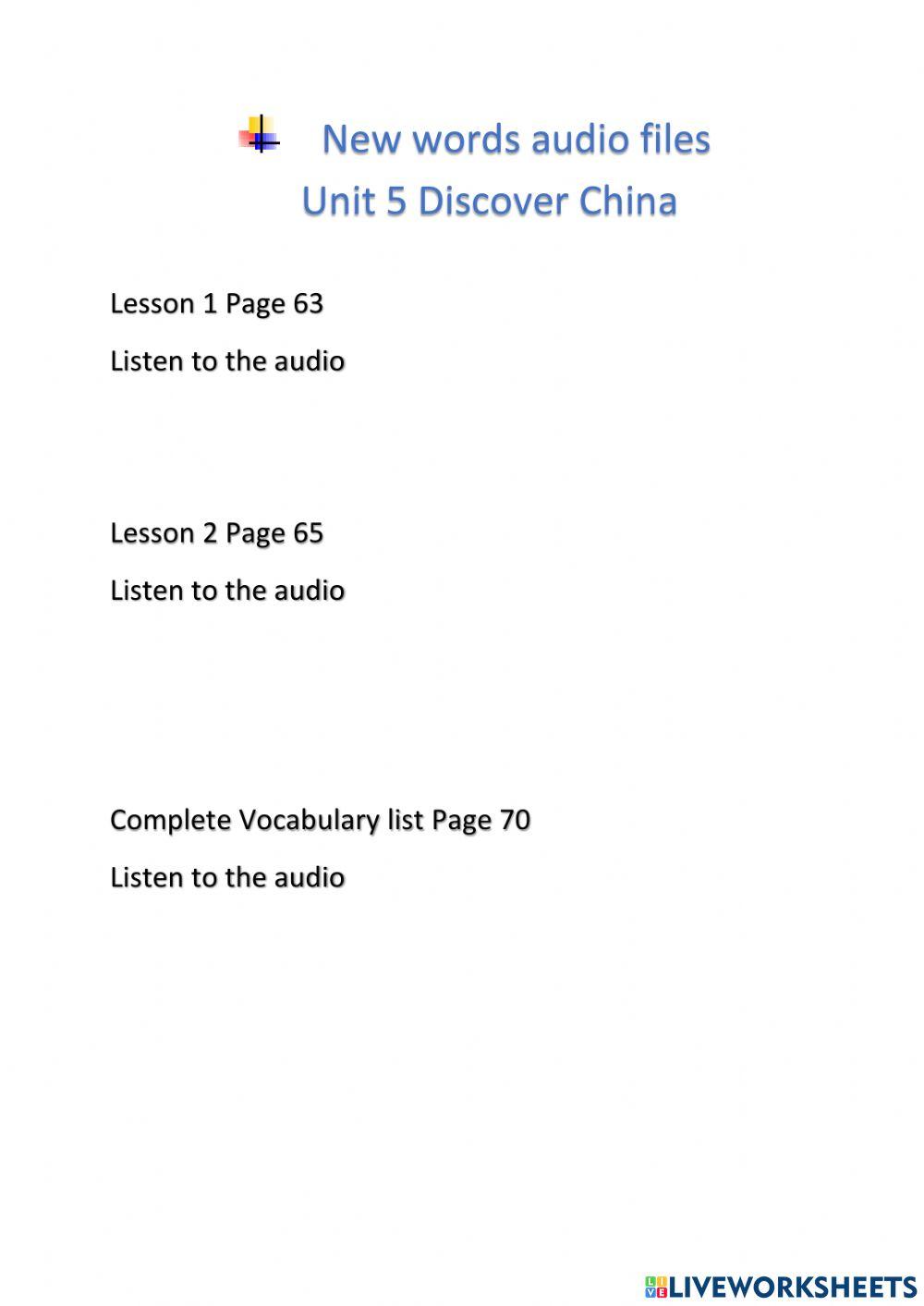 Discover China unit5
