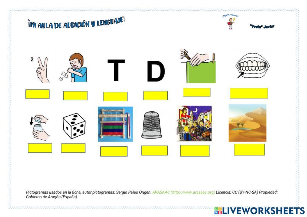 Discriminación auditiva fonemas: ALVEOLAR SORDO-T- Y ALVEOLAR SONORO-D-