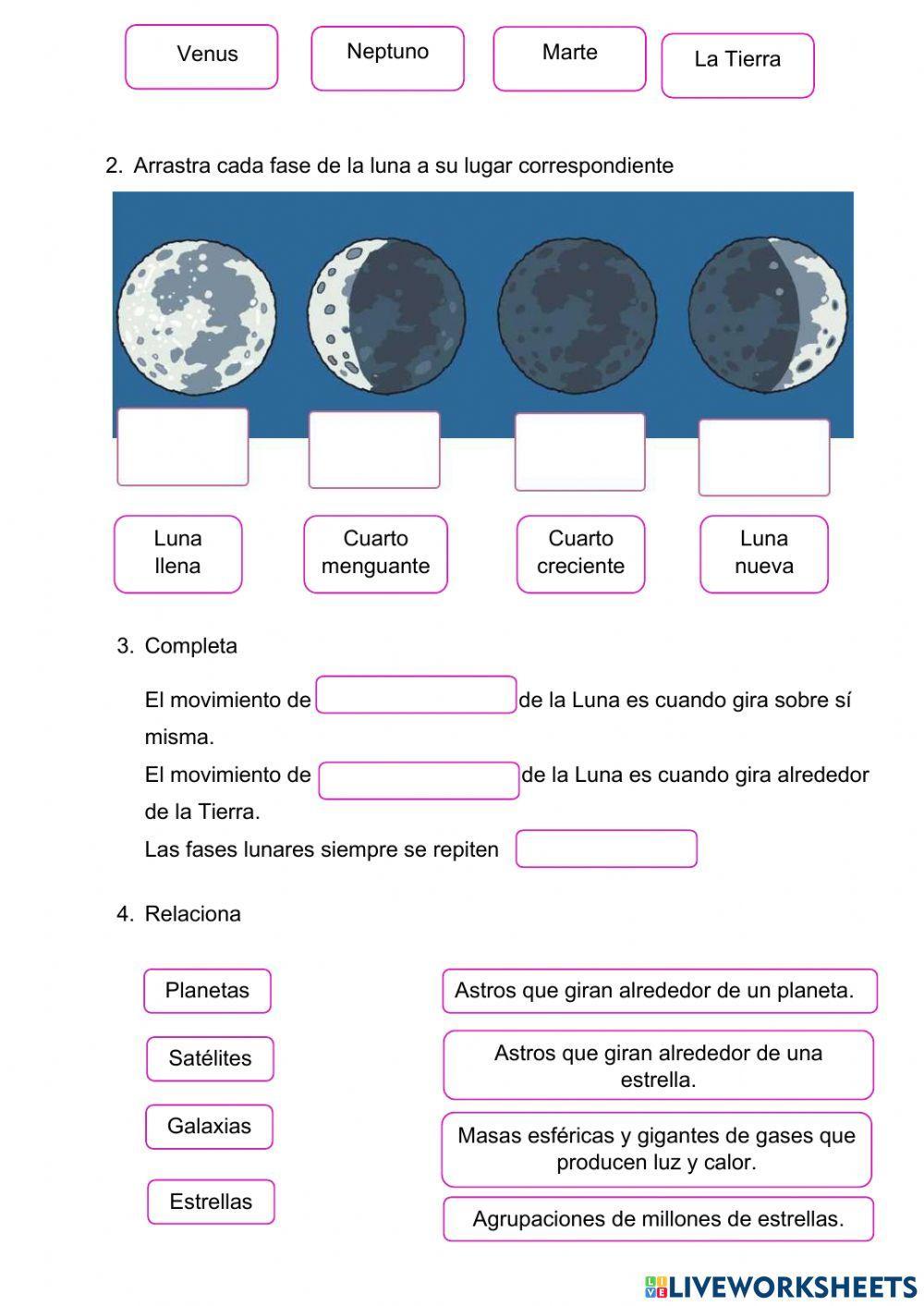 Los planetas, el Sol y la Luna