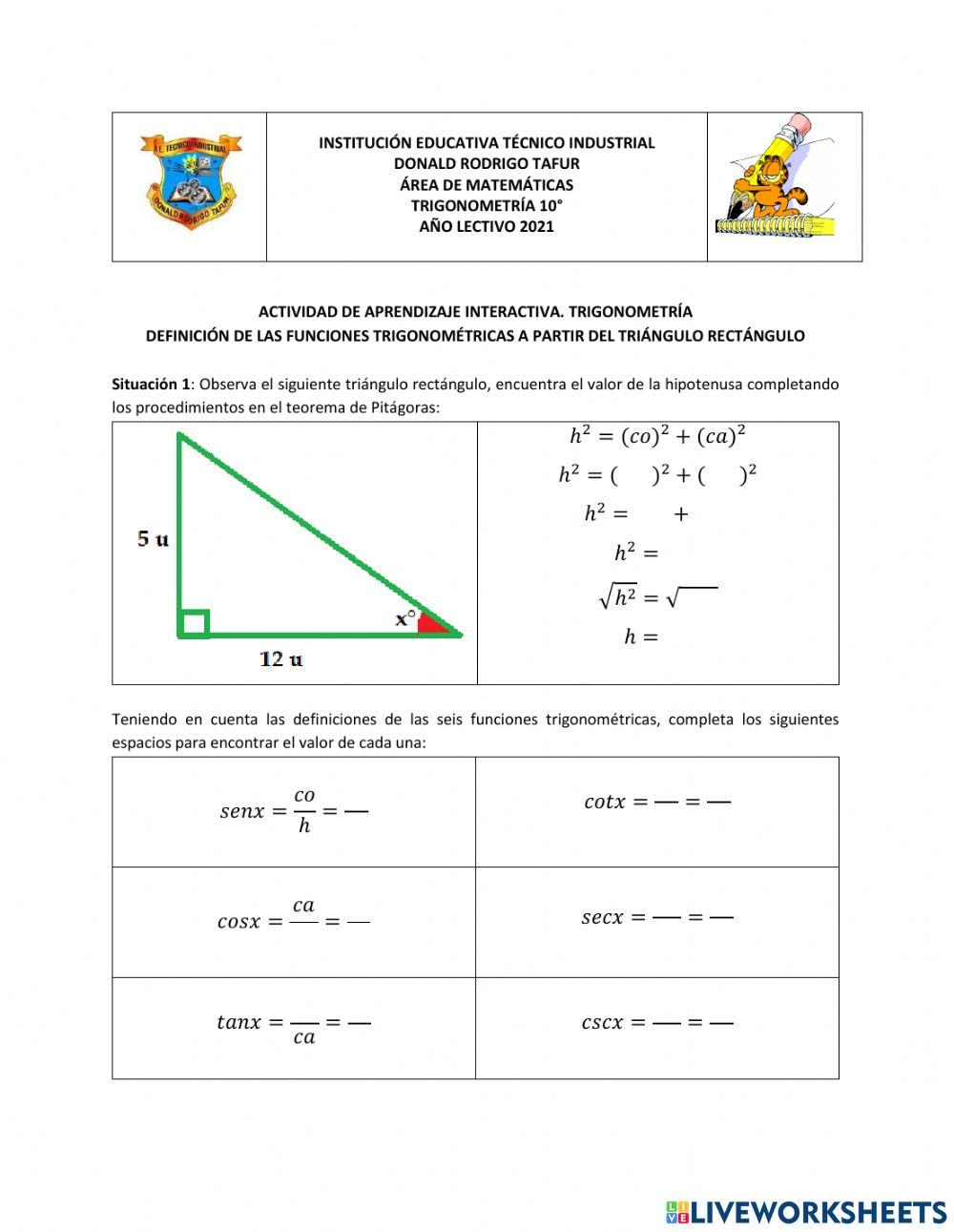 Funciones Trigonométricas del triángulo Rectángulo