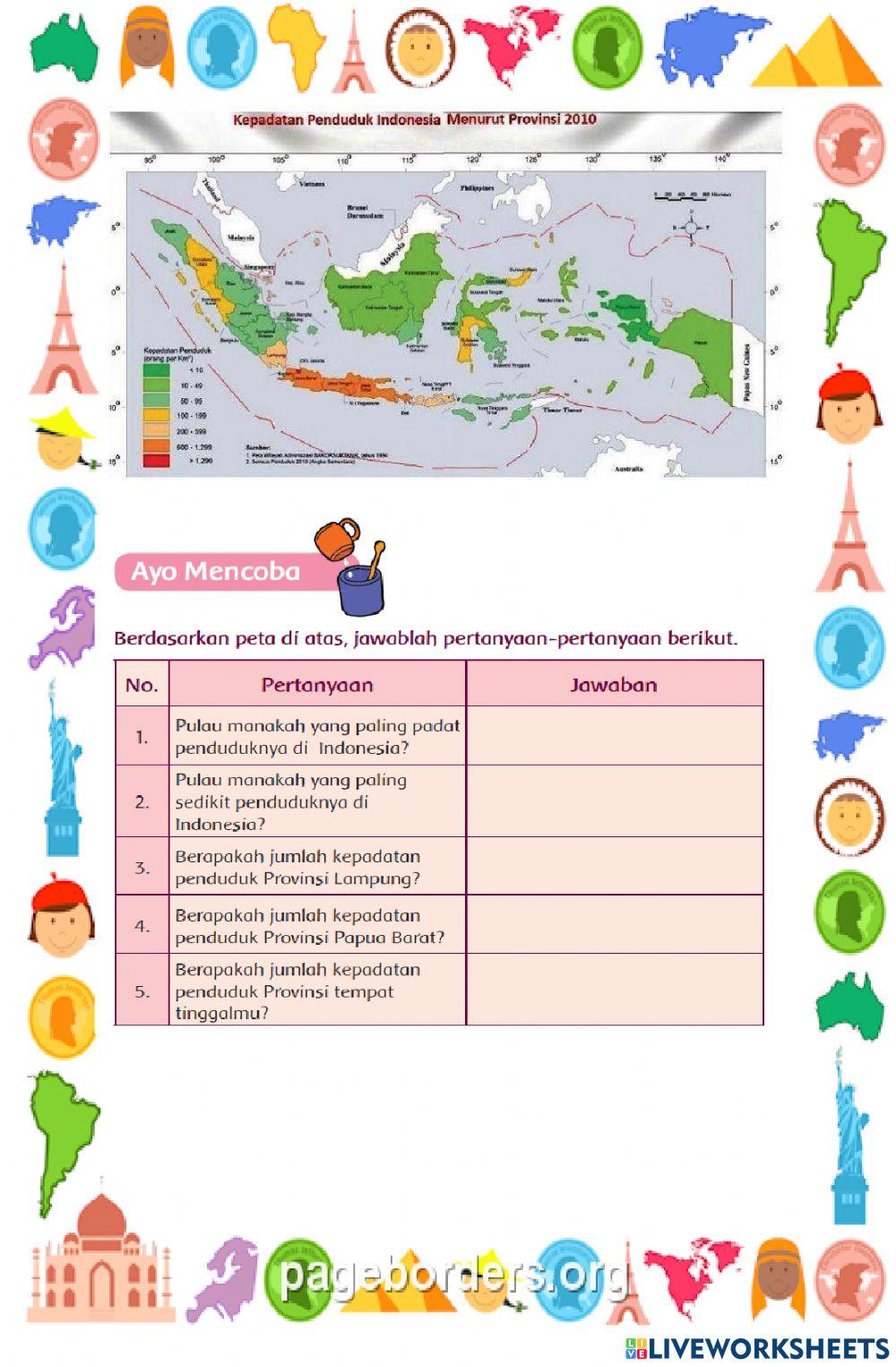 Persebaran Suku dan Kepadatan Penduduk Indonesia