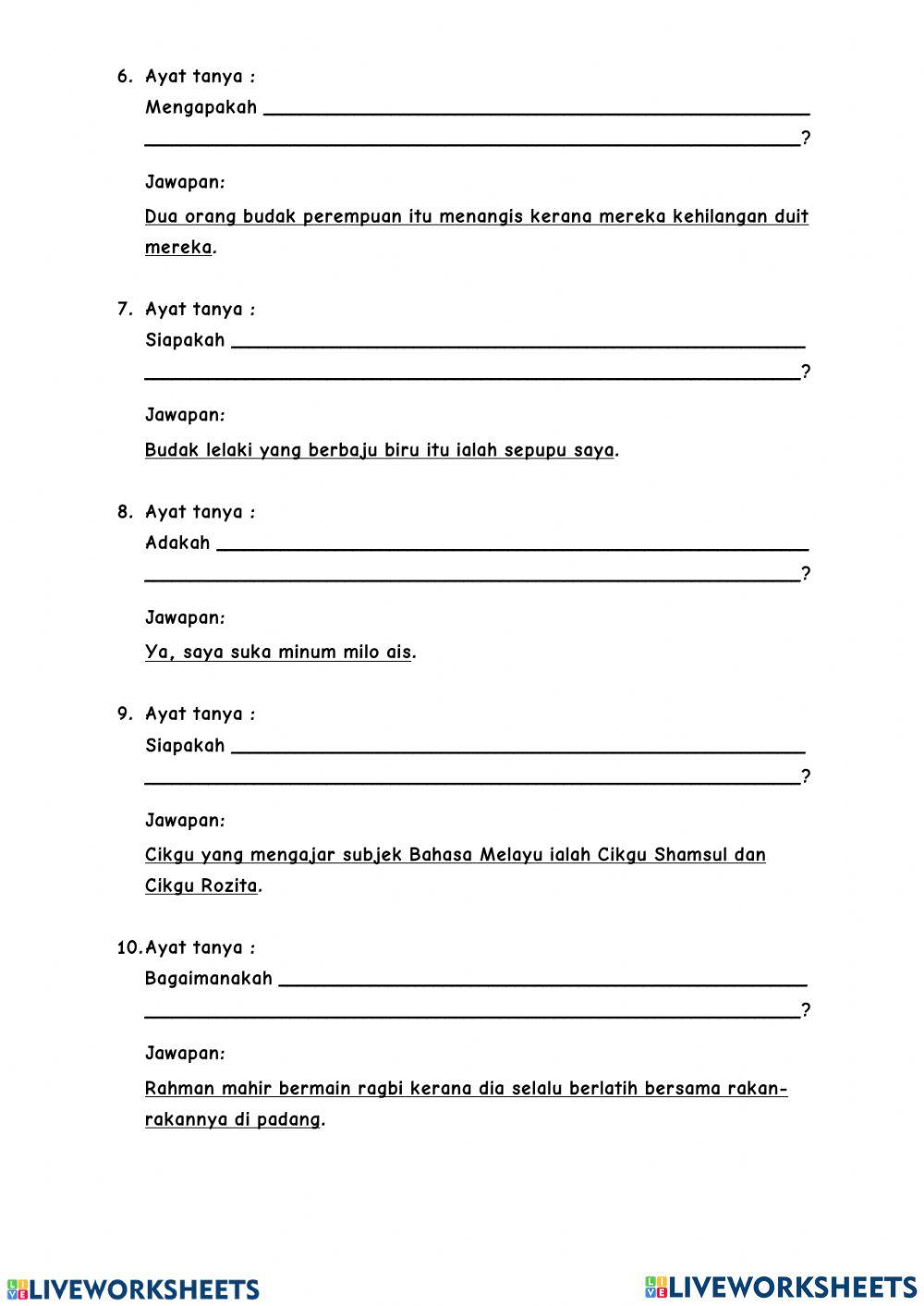 Ayat tanya dengan kata tanya