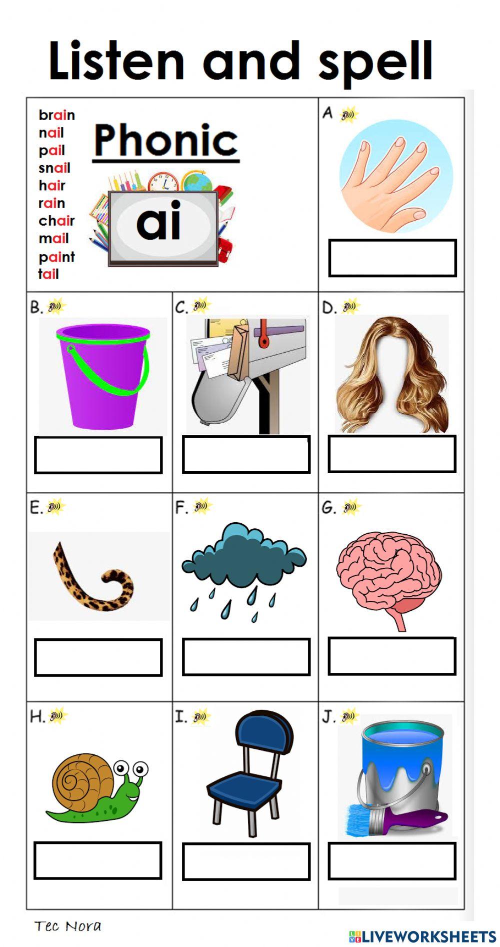 Pdf online worksheet: Early Learning - Phonic -ai | Live Worksheets