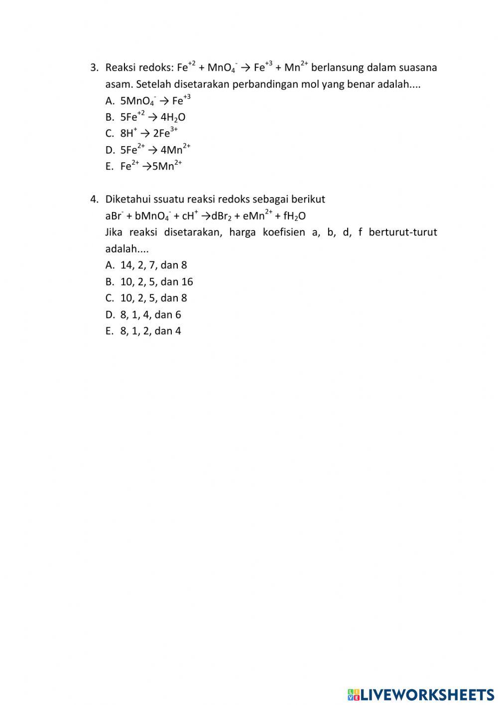 Penyetaraan persamaan reaksi redoks