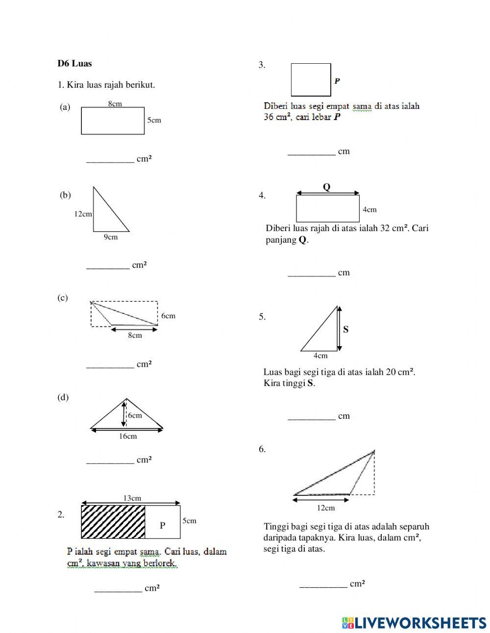 Matematik Tahun 6 : Luas
