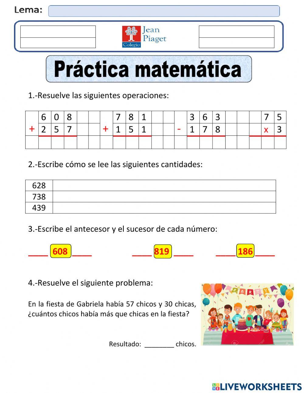 JP Practica 10 Matemáticas Tercero