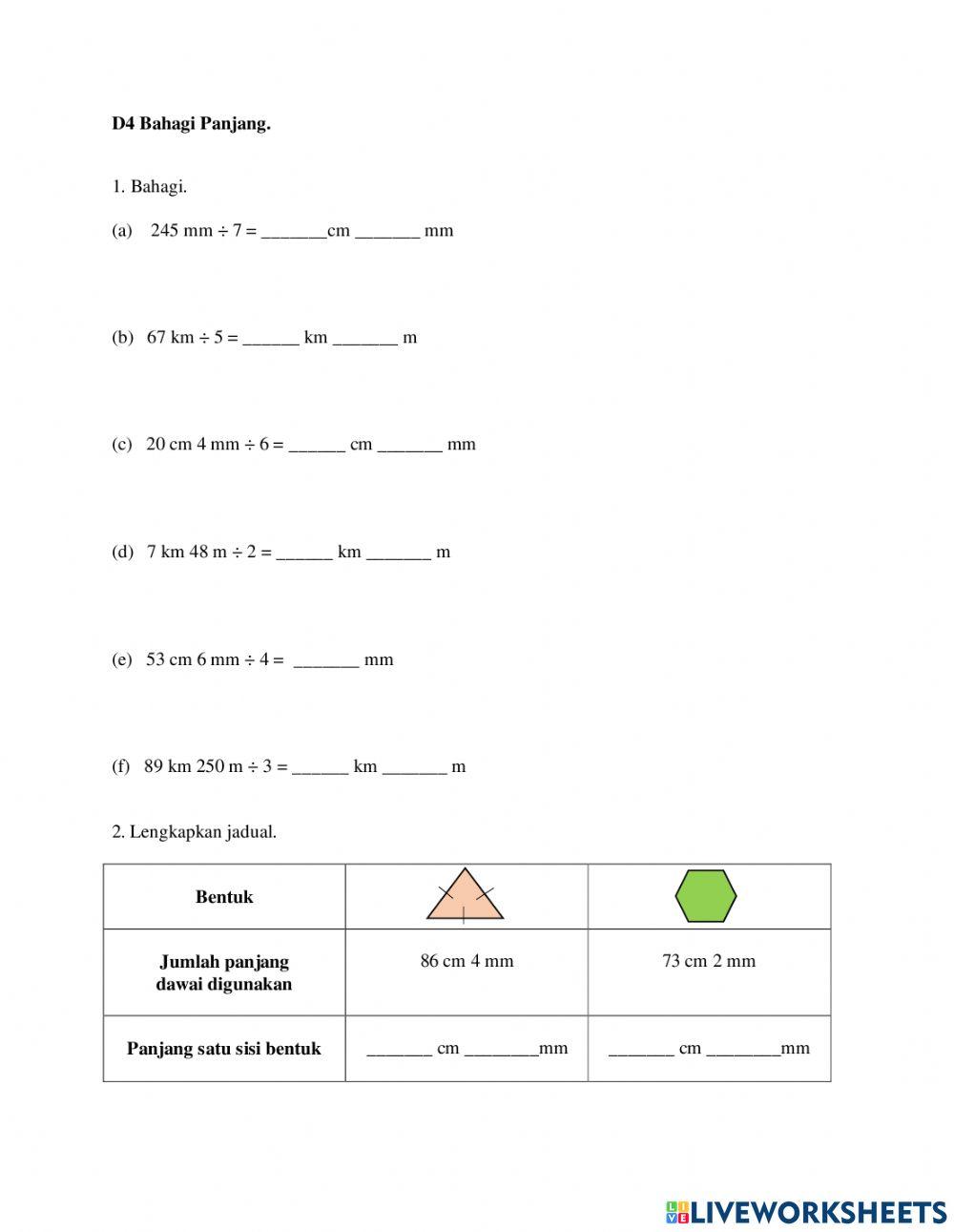Matematik Tahun 4 : Bahagi Panjang