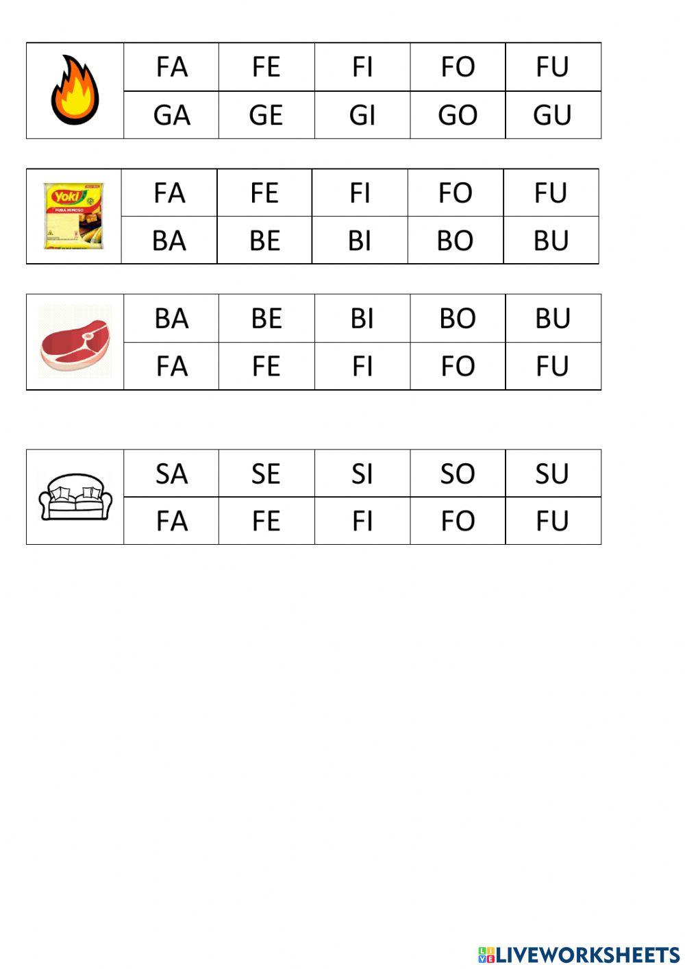 Sílabas móveis letra f