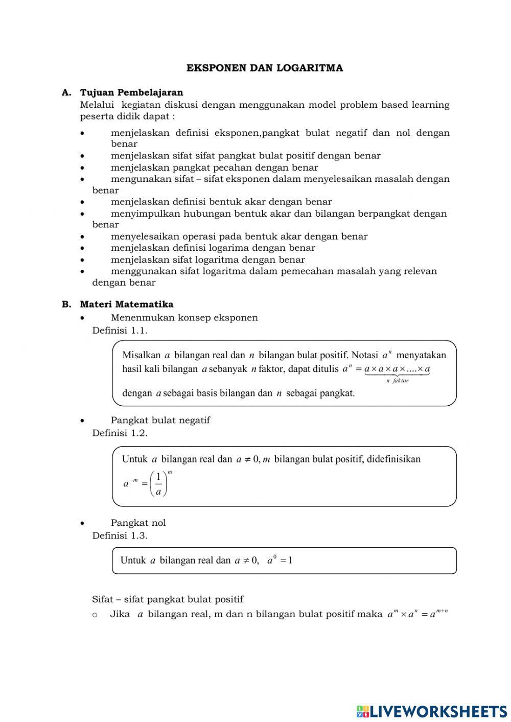 Pangkat dan Logaritma