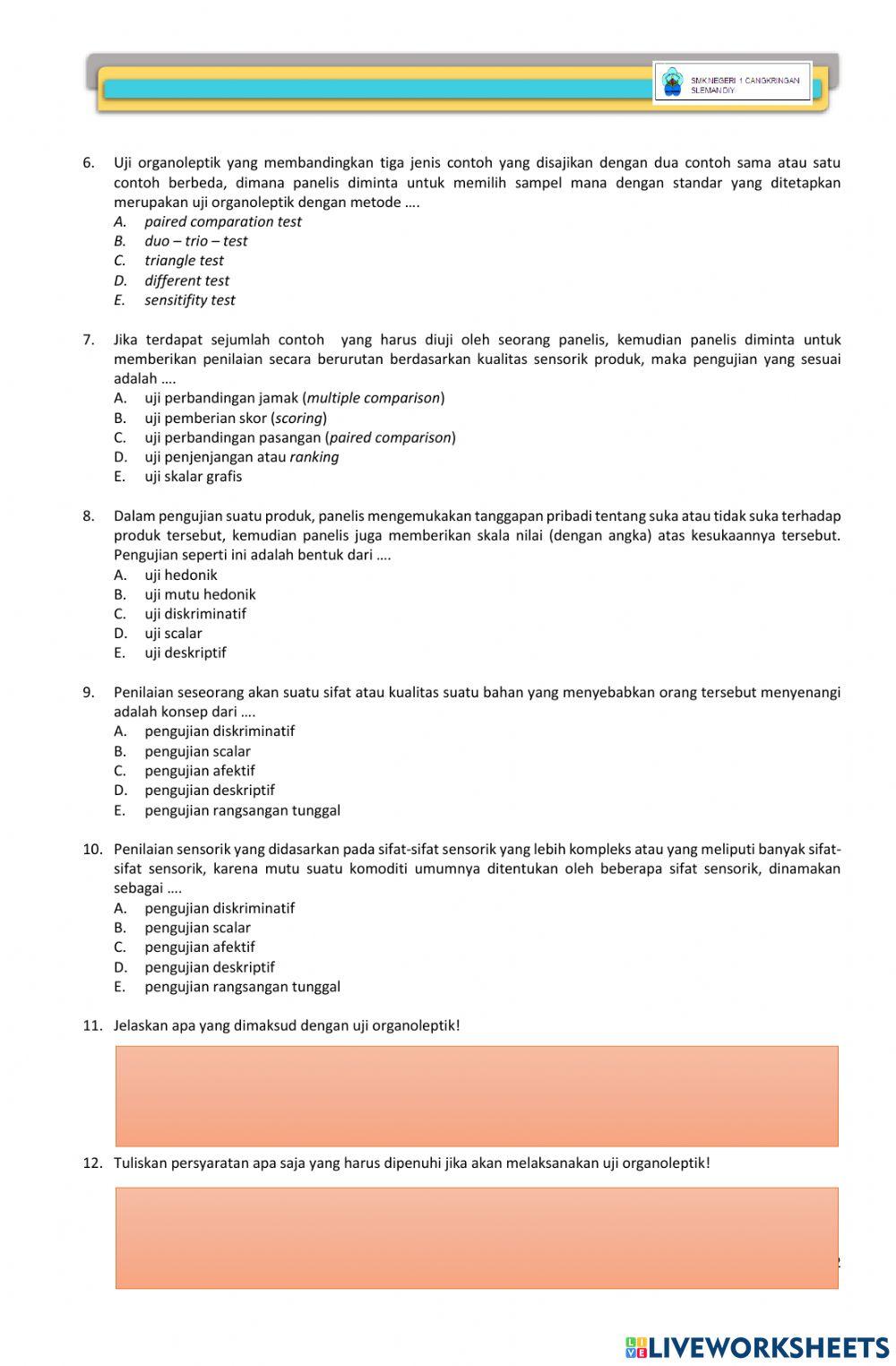 Uh kppp kd 3.1 uji organoleptik