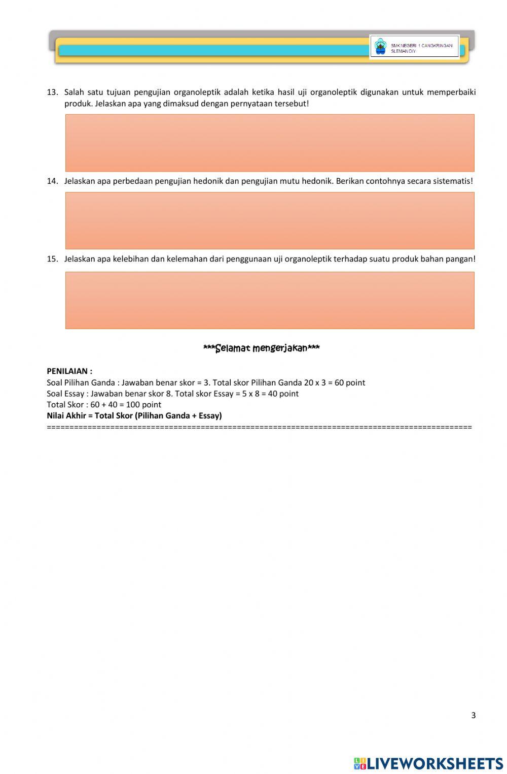 Uh kppp kd 3.1 uji organoleptik