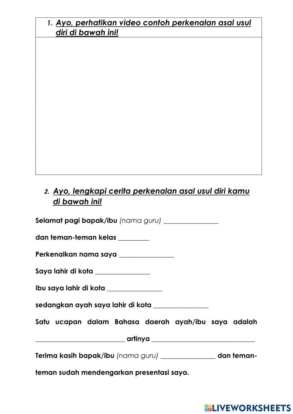 Contoh Perkenalan Asal Usul Diri