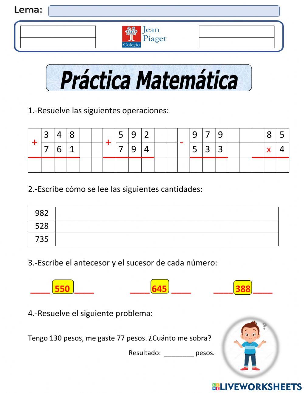 JP Practica 1 Matemáticas 4to