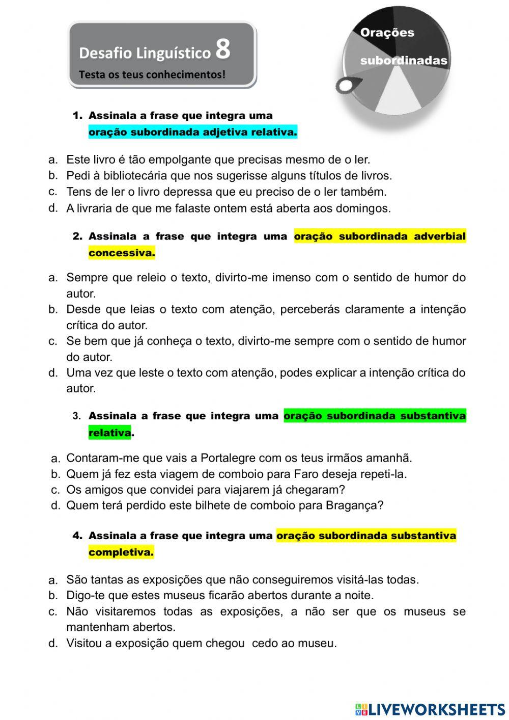 Orações subordinadas