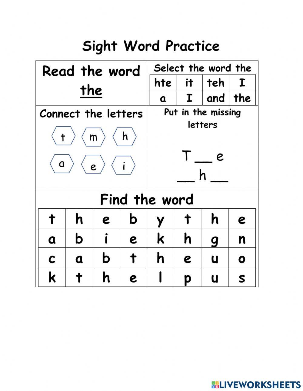 Sight word (the)