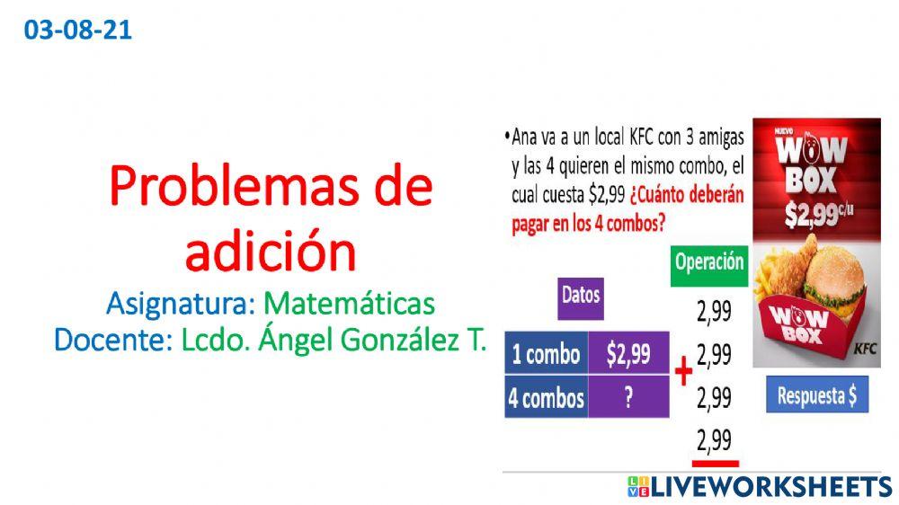 Problemas de adición 2