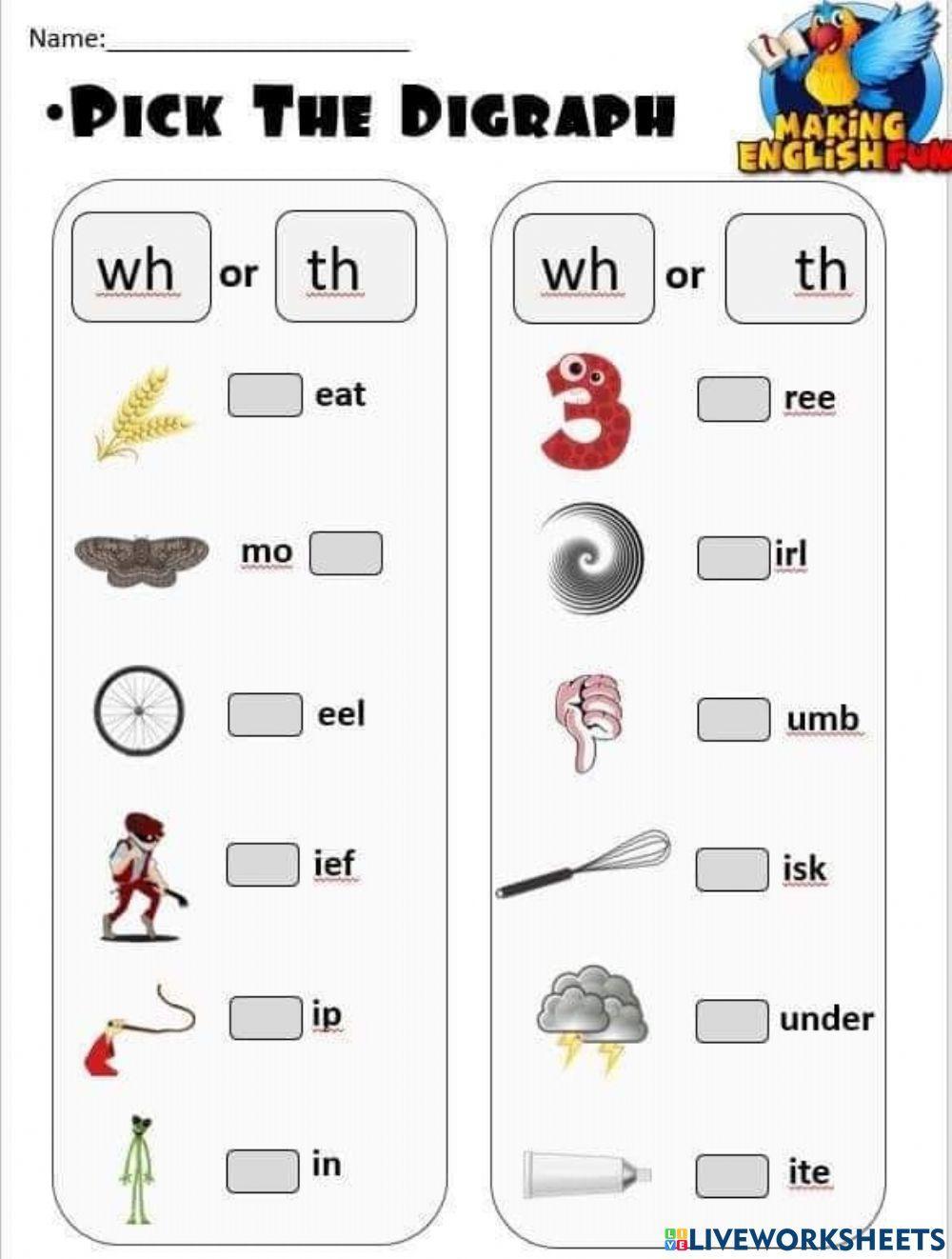 Digraph wh and th